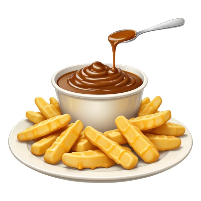 cheese curds with gravie on fries in a white plate sticker