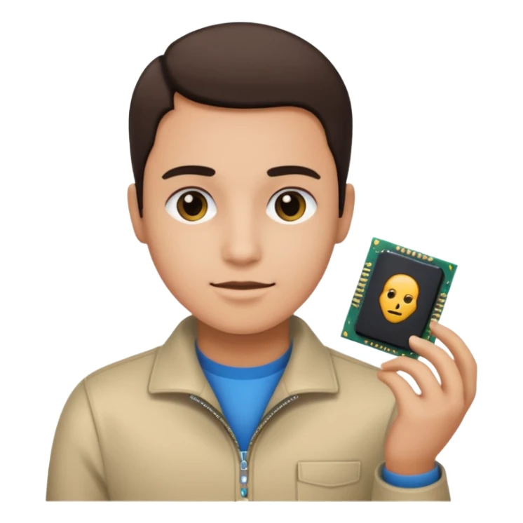 an icon of a person with a small computer chip next to him sticker