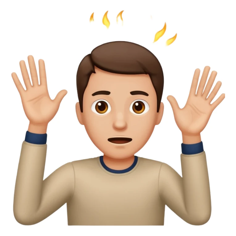 man fleeing in fear, hands up sticker