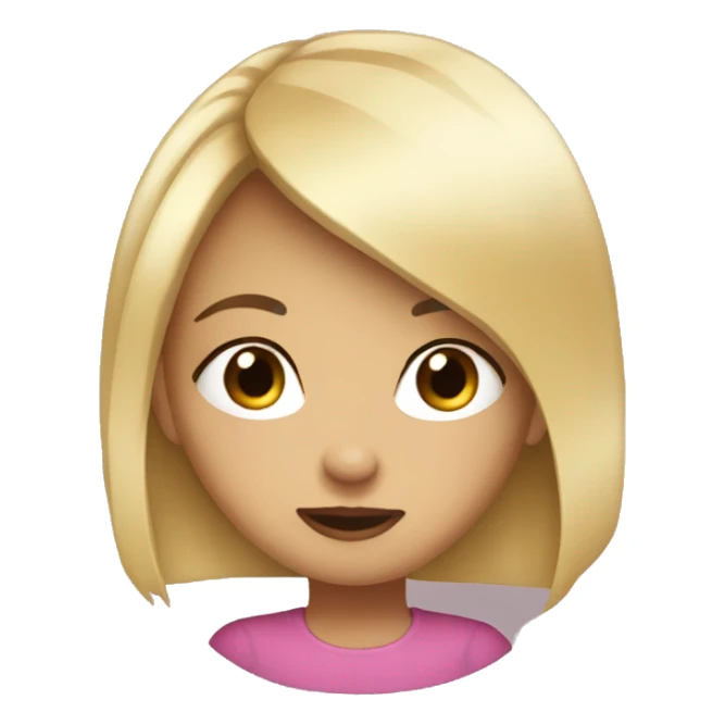 Girl with blonde hair give a ping kiss sticker