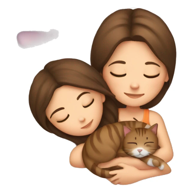 brunette girl sleeping with brown tabby cat  sticker