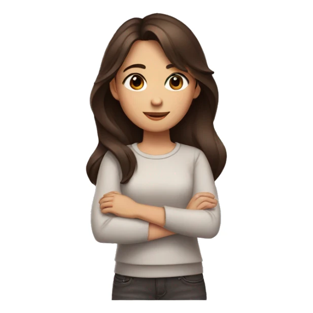 A brunette girl with brown eyes crossing her arms sticker