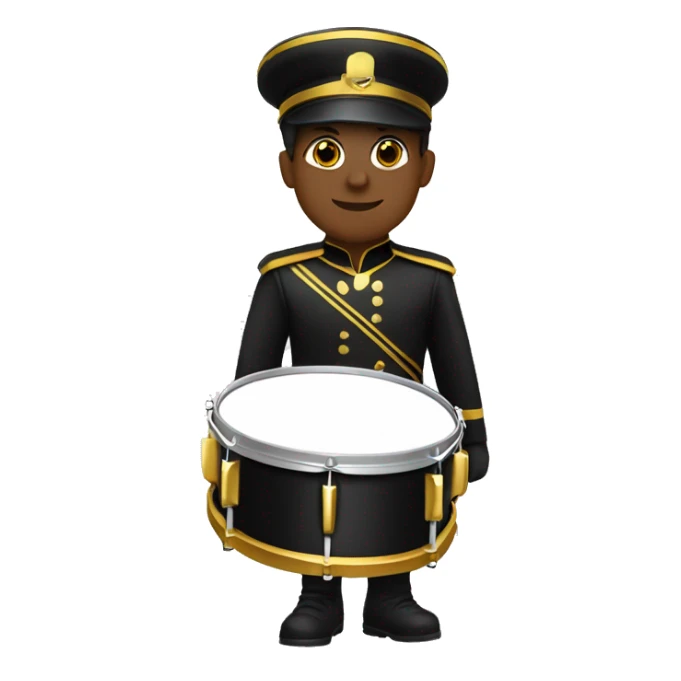 A marching band drummer in a black and gold uniform  sticker