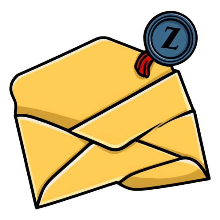 sealed letter with wax seal sticker