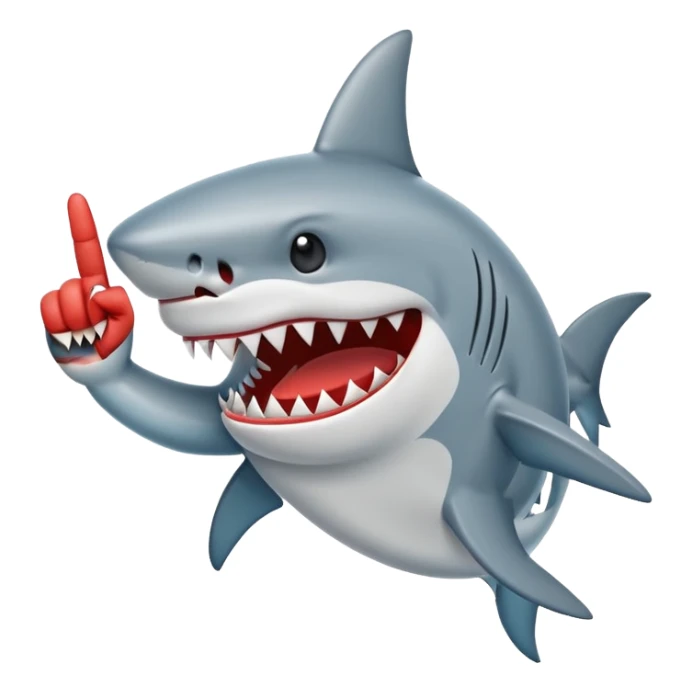 iphone emoji shark with middle finger  sticker