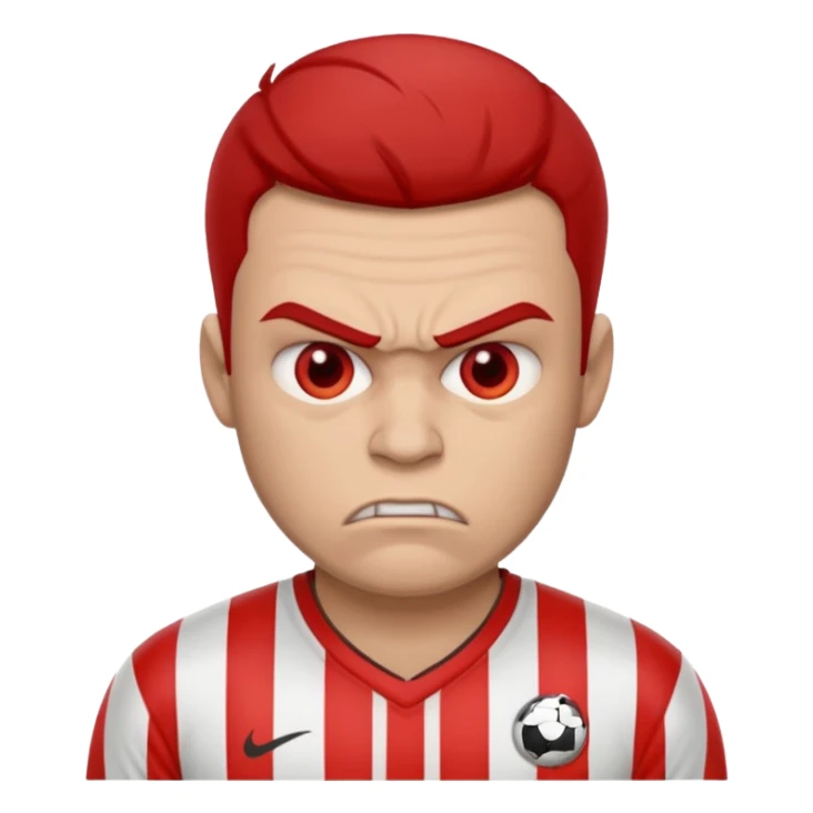 angry footballer red and white striped shirt sticker