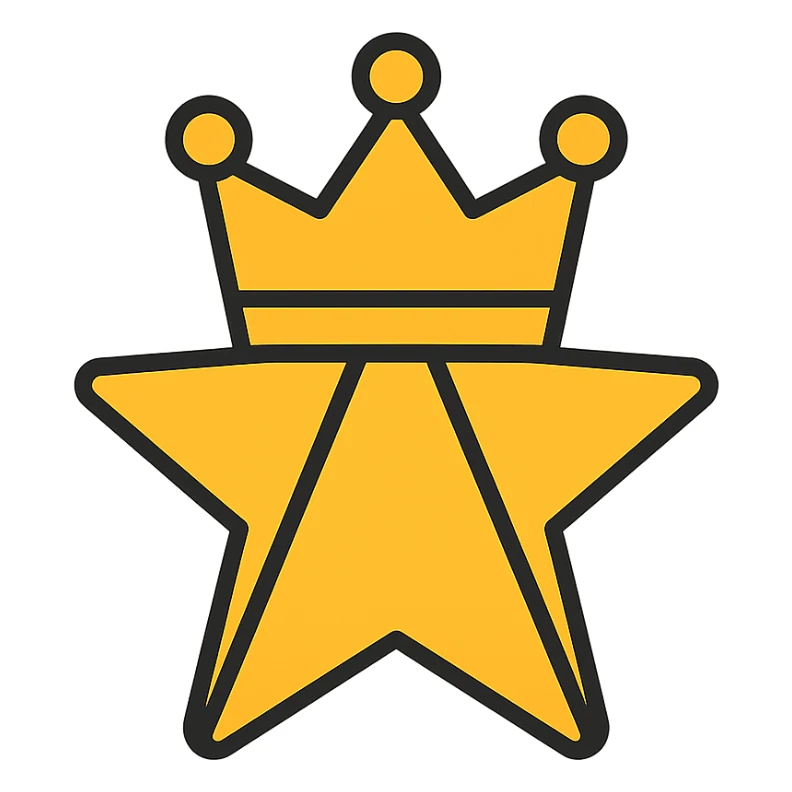 gold star with a crown, representing the word 'Elite', color outline icon style sticker