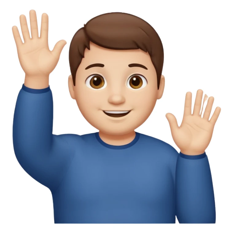 make a short brown hair guy who is chubby we can only see his head and he is waving sticker