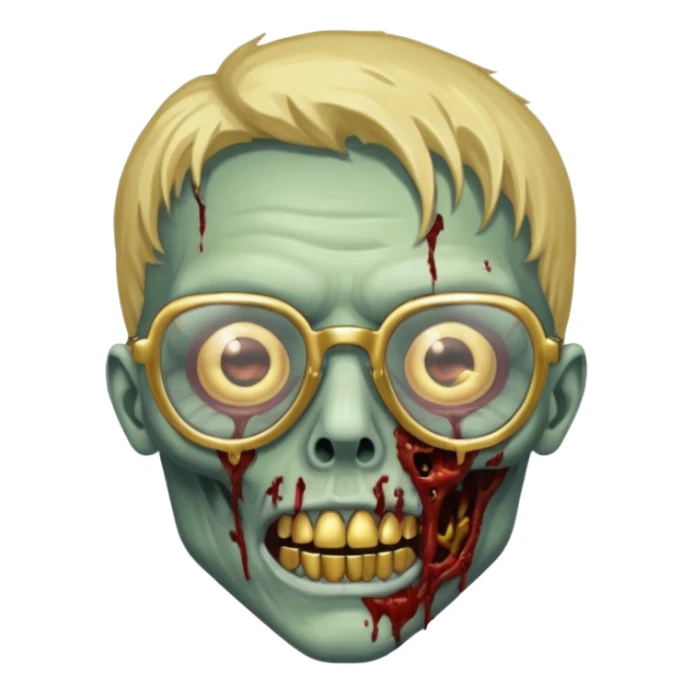 make a zombie with gold teeth and chrome heart glasses sticker