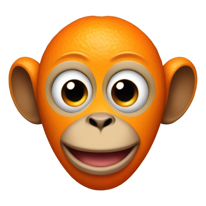 tangerine with a monkeys face on it with bulging, a tangerine-monkey hybrid with bulging eyes sticker