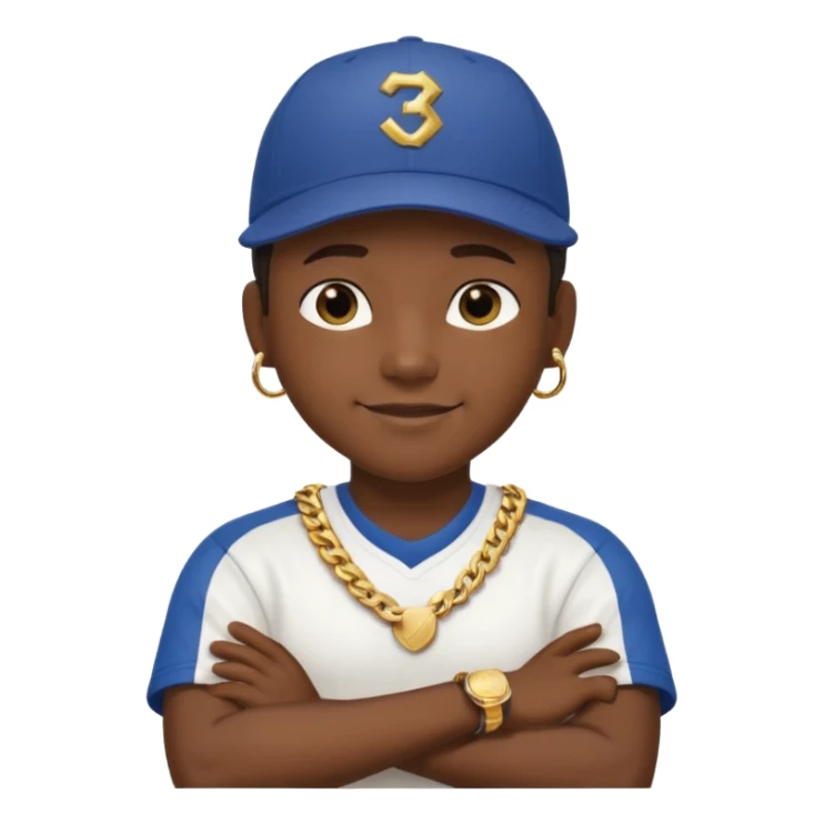 rapper emoji crossing arms in front of chest, confident expression sticker