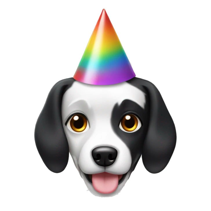 Black and white dog with party hat sticker
