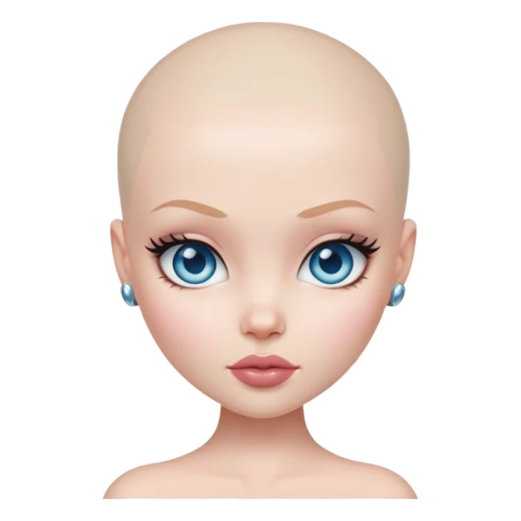 pretty bratz baddie, bald, pale skin, blue eyes sticker