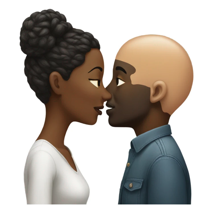 Woman Kissing a bald headed black man sticker
