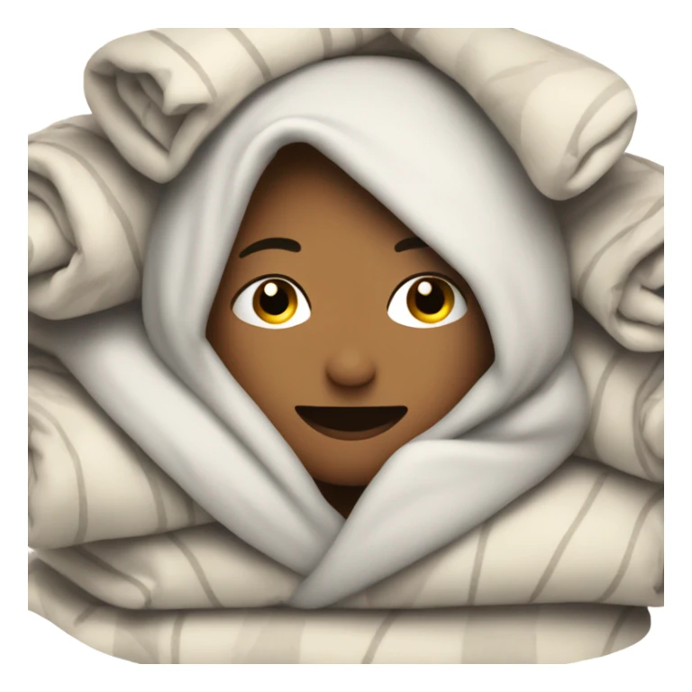 person cuddled up in pile of blankets sticker