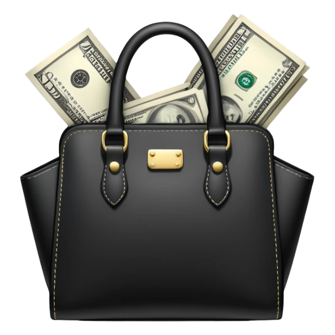 elegant black purse with dollar bills sticking out sticker