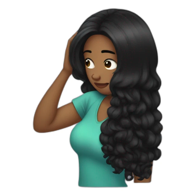 facepalm black hair girl sticker