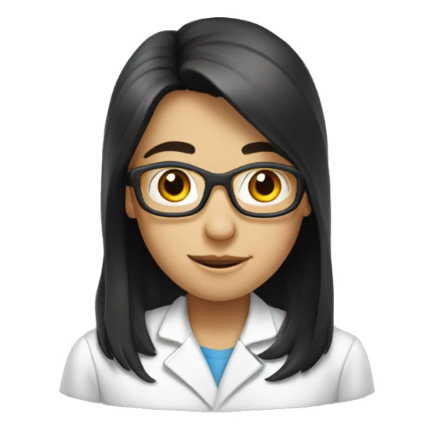 chemistry student with black long hair and white skin sticker