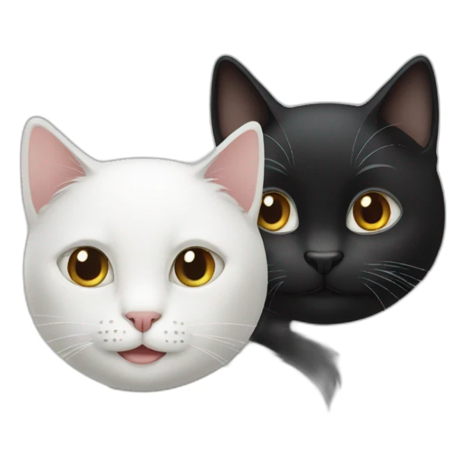 1 only white cat, and 1 only black cat smiling sticker