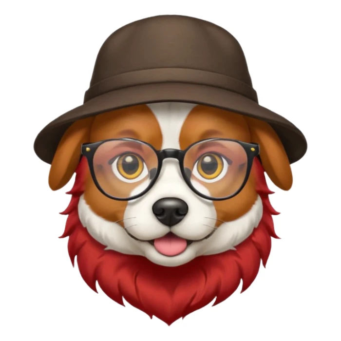 dog with red hair and glassess and hat sticker