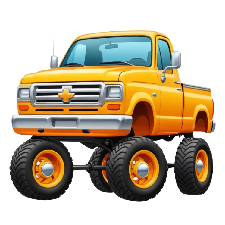 squatted truck with exaggerated lifted front and lowered rear, bold and playful style sticker