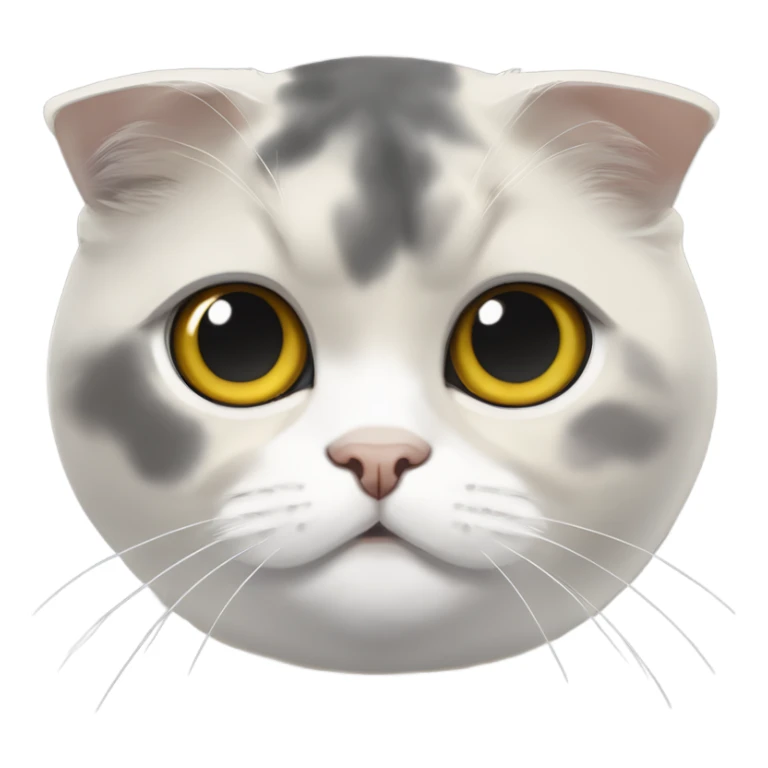 Calico gray white beige half face Scottish fold with yellow eyes and folded ears sticker