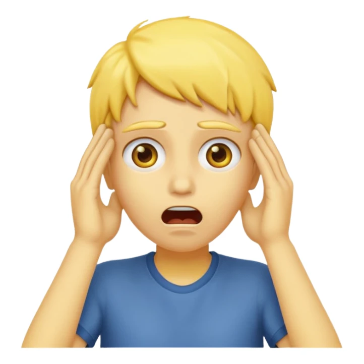 Shocked face hands on head 2d yellow face  sticker