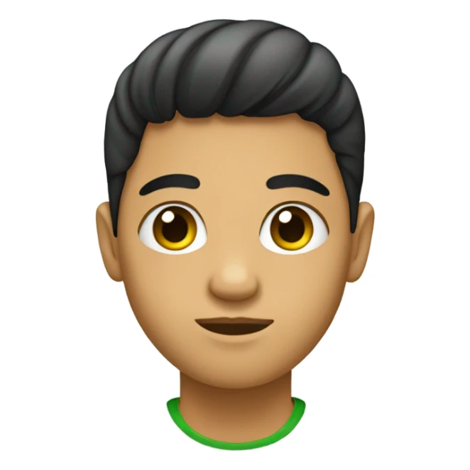 Haz un emoji de una adolescente con ojos verdes y cabello negro com flequillo  sticker