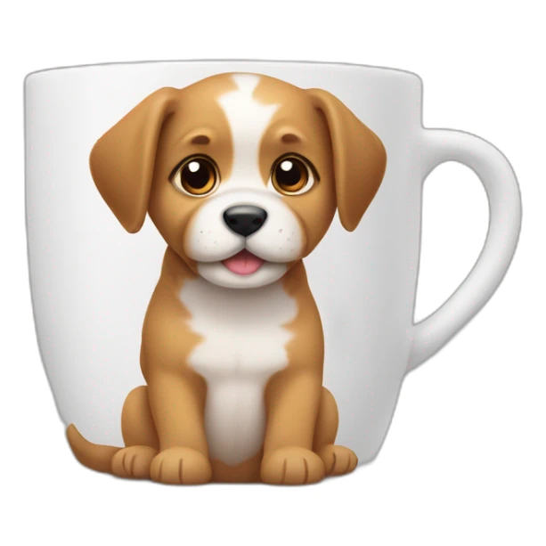 Puppy in mug showing paws sticker