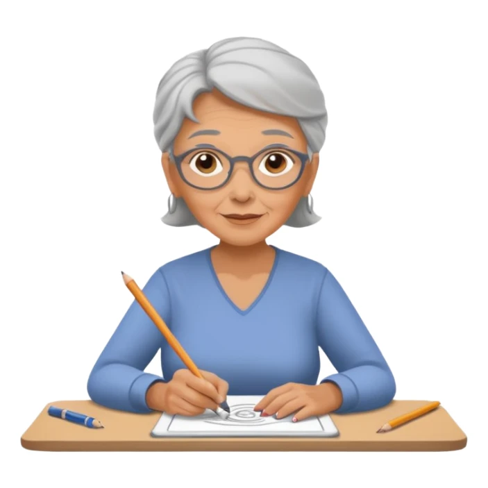 Older woman sketching in spiral pad sticker