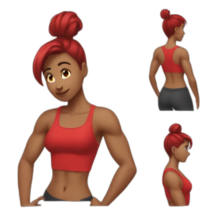 fit woman abs biceps red undercut sticker
