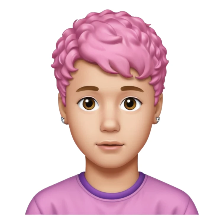 justin bieber with pink short curly hair sticker