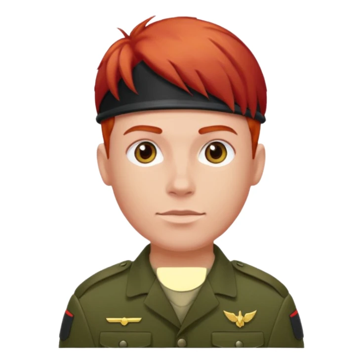 male soldier red hair style sticker