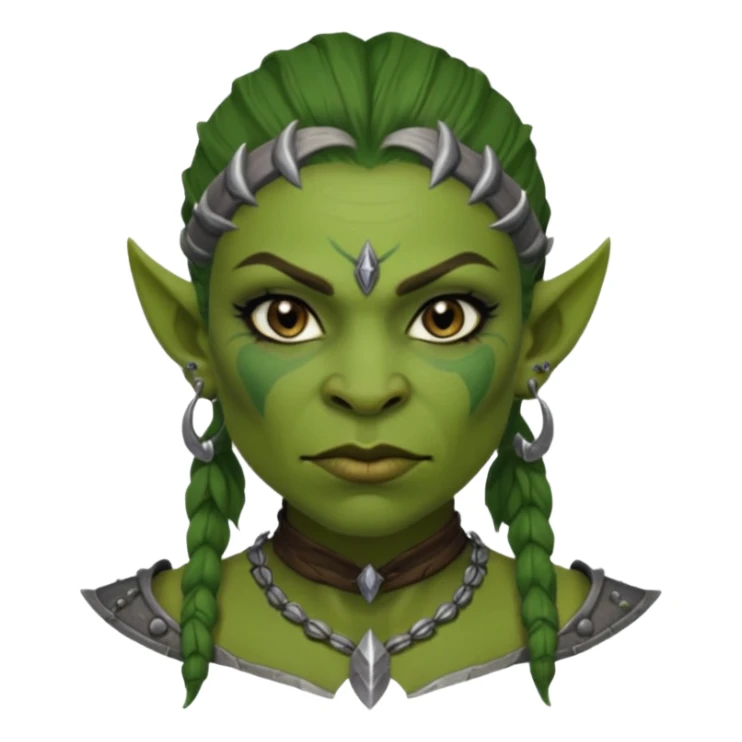 ESO female orc warrior with lashes and earrings sticker