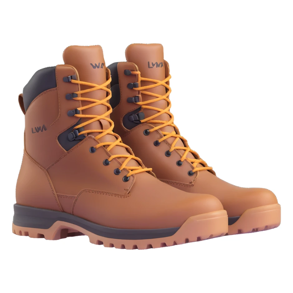 Lowa military tactical hiking boots, rugged brown leather sticker