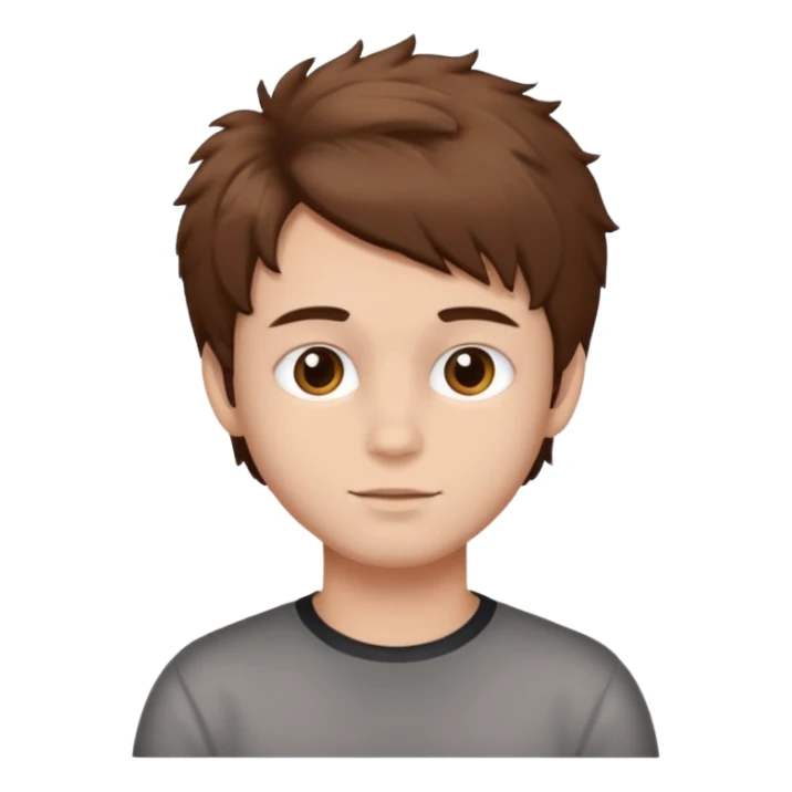 elevated texture powder, boy, fluffy, brown hair sticker