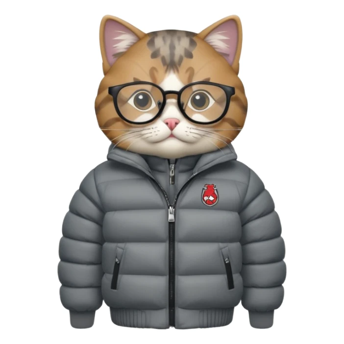 Cat with a puffer jacket on and some Jordan’s on and glasses  sticker