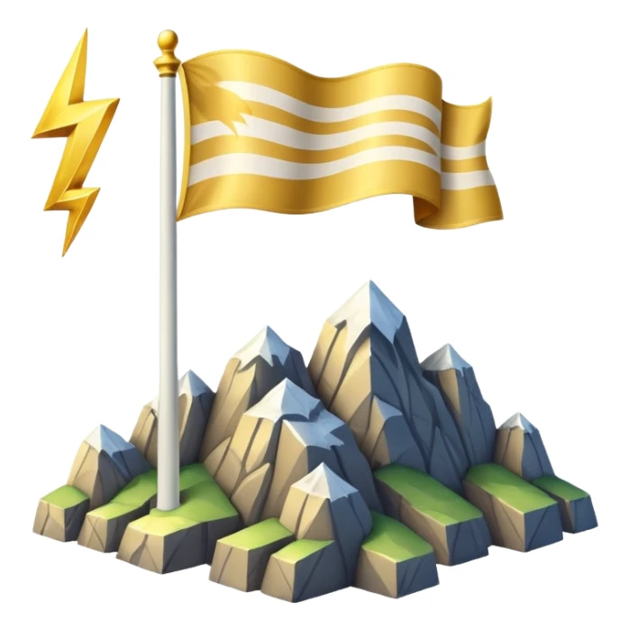 Design a rectangular emoji-style flag representing Mount Olympus, the realm of the gods. Include classic Greek elements such as golden clouds, marble pillars, and Zeus's lightning bolt.  sticker
