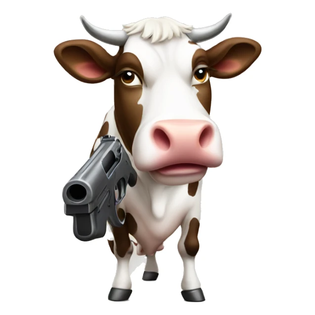 Cow with gun sticker
