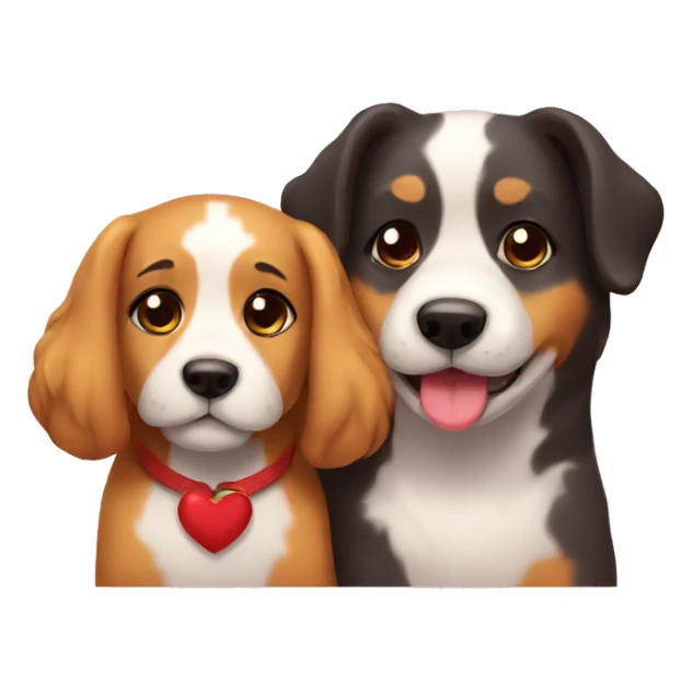dog couple love with heart sticker