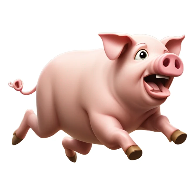 Pig running away from people hunting it sticker