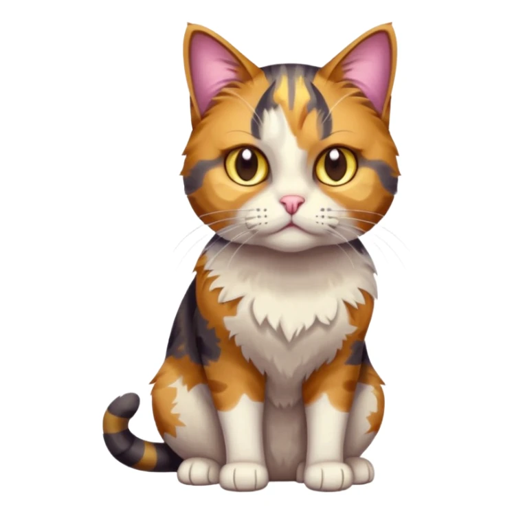 full body anxious looking colourful light patched calico tabby cat with hazel eyes sticker