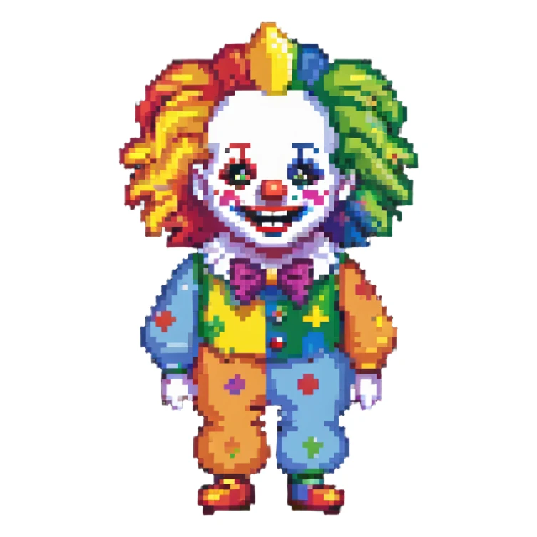 bright clown with rainbow hair sticker