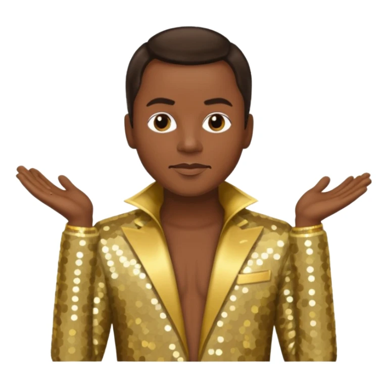 Philip Bailey from Earth, Wind & Fire with dark brown hair, gold sequin outfit sticker