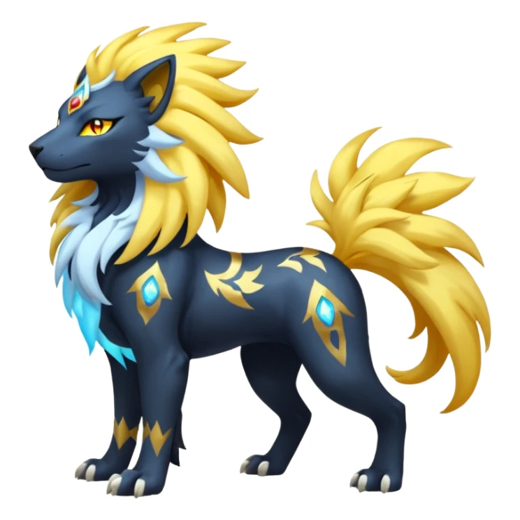 Pyroar-Solgaleo-Luxray-Fakémon-hybrid-creature (full body)  sticker