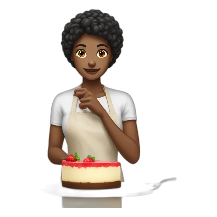 Woman with black hairy Preparing cheescake sticker