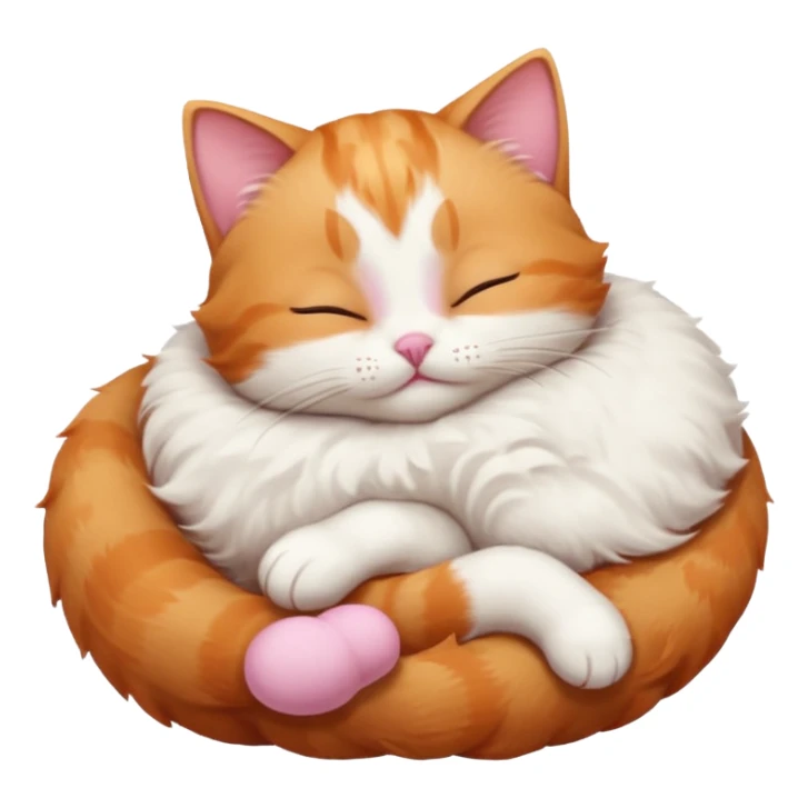 ginger and white small cat curled up with head upside down with eyes closed sticker