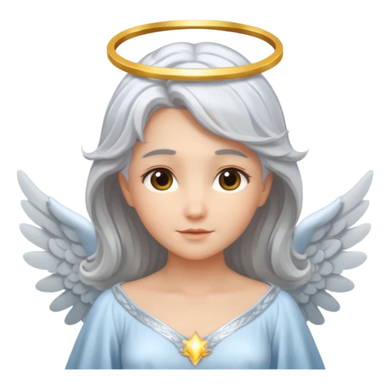 Angel with silver hair and glowing halo sticker