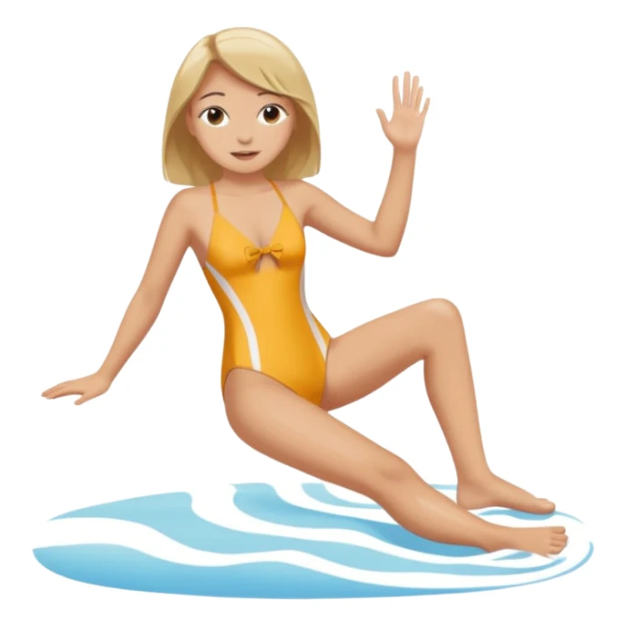 Draw a girl in a swimsuit who shows her foot sticker