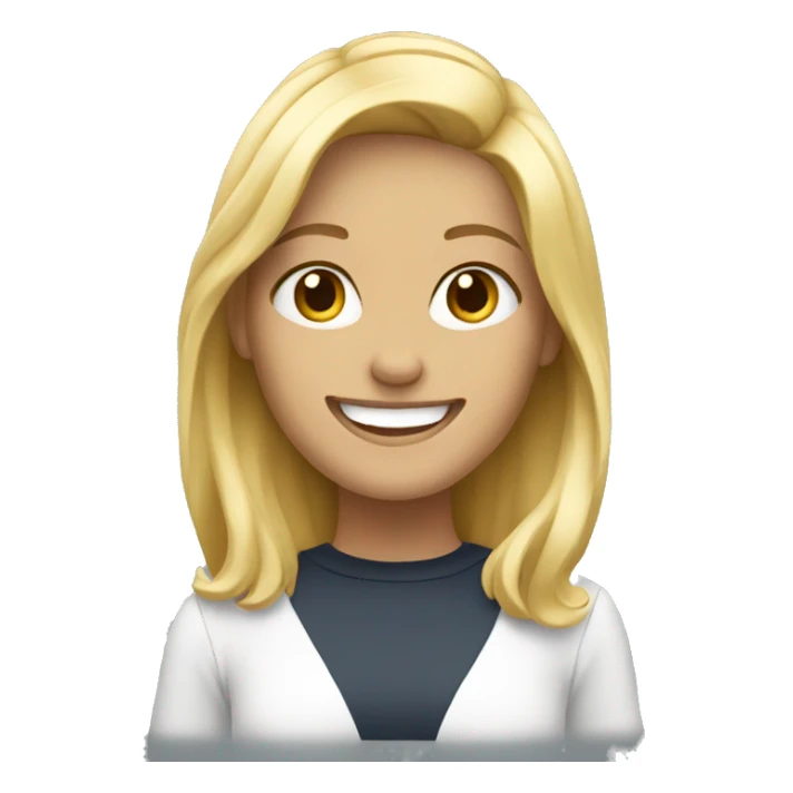 Blonde girl with smile sticker